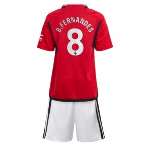 Manchester United Bruno Fernandes #8 Hjemmebanesæt Børn 2023-24 Kort ærmer (+ korte bukser)
